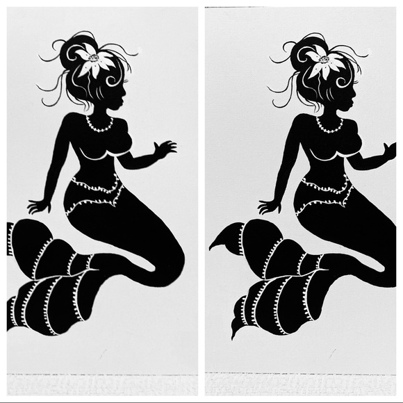 Mermaid hand crafted black silhouette acrylic painting 11X14” wall Art craft - Picture 4 of 7